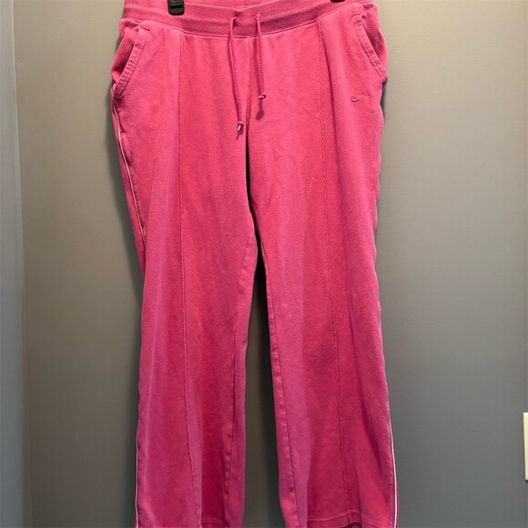 Nike Pants - Nike Womens Sweatpants XL Pink Wide-Leg Drawstring Piped Athleisure